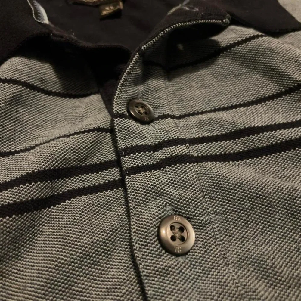 VTG 00s Banana Republic striped logo embroidered golf polo tee shirt XL blue‎